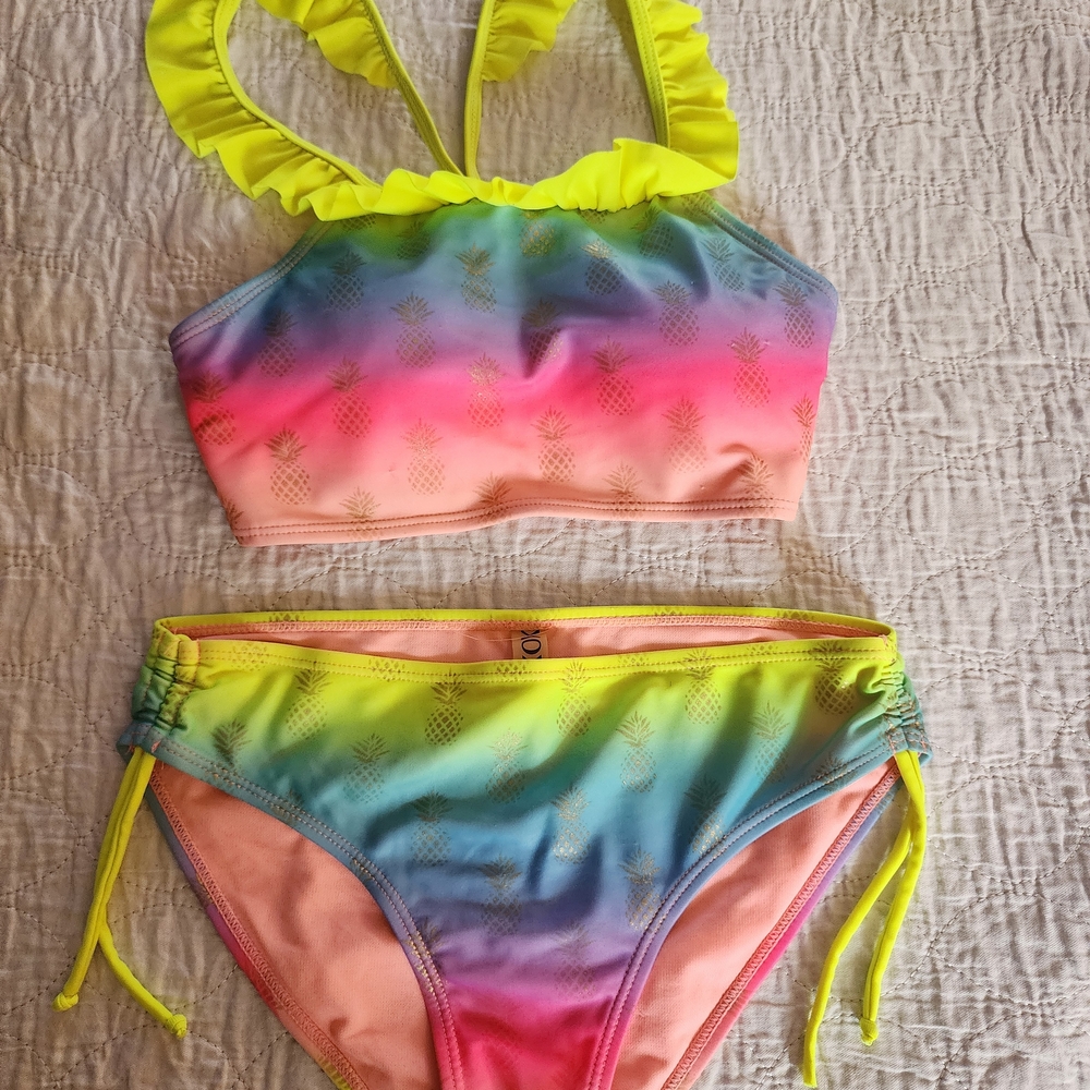 XOXO Kids Bikini Set in Pink, Yellow, and Blue